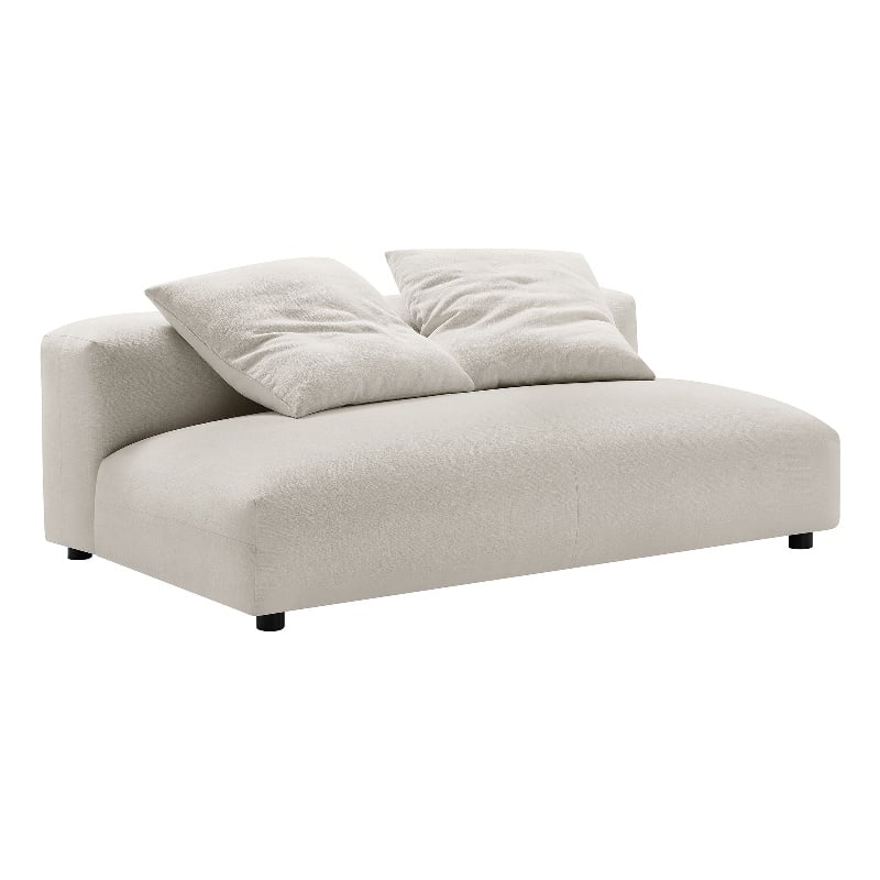 Maklaine Modular Upholstered Fabric Armless Loveseat in Salt