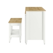 Maklaine Contemporary 3-Piece Kitchen Island and Stool Set in Oak White