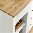 Maklaine Contemporary 3-Piece Kitchen Island and Stool Set in Oak White