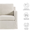 Maklaine Contemporary Fabric Slipcovered Swivel Armchair in Salt