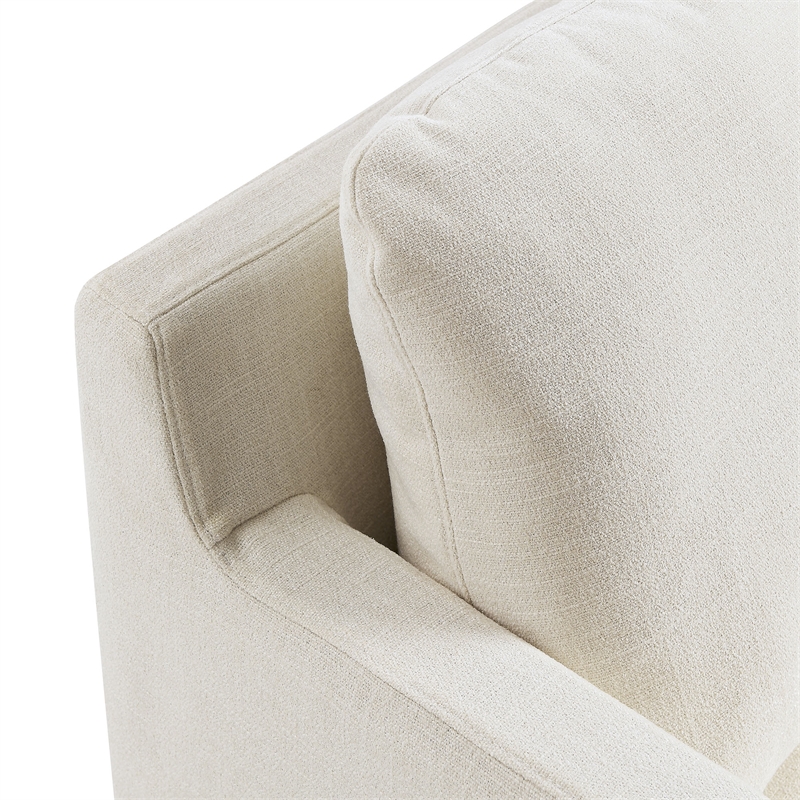 Maklaine Contemporary Fabric Slipcovered Swivel Armchair in Salt
