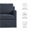 Maklaine Contemporary Fabric Slipcovered Swivel Armchair in Slate Blue