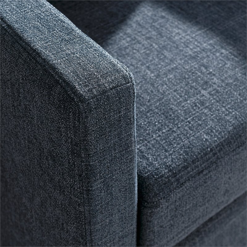 Maklaine Contemporary Fabric Slipcovered Swivel Armchair in Slate Blue