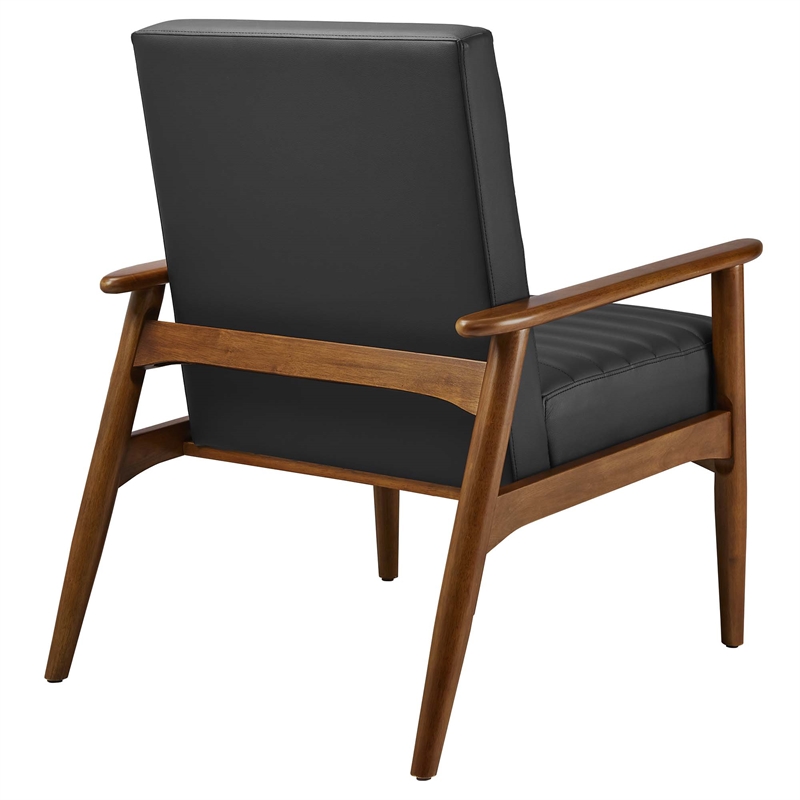 Maklaine Contemporary Vegan Leather Accent Chair in Walnut Black