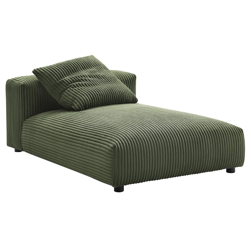 Maklaine 2-Piece Modular Corduroy Upholstered Sectional Sofa With Chaise in Fern