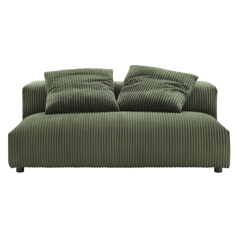 Maklaine 2-Piece Modular Corduroy Upholstered Sectional Sofa With Chaise in Fern