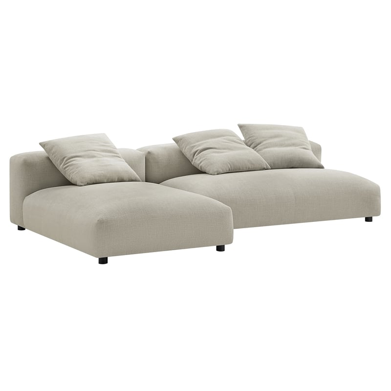 Maklaine 2-Piece Modular Upholstered Fabric Sectional Sofa With Chaise in Linen