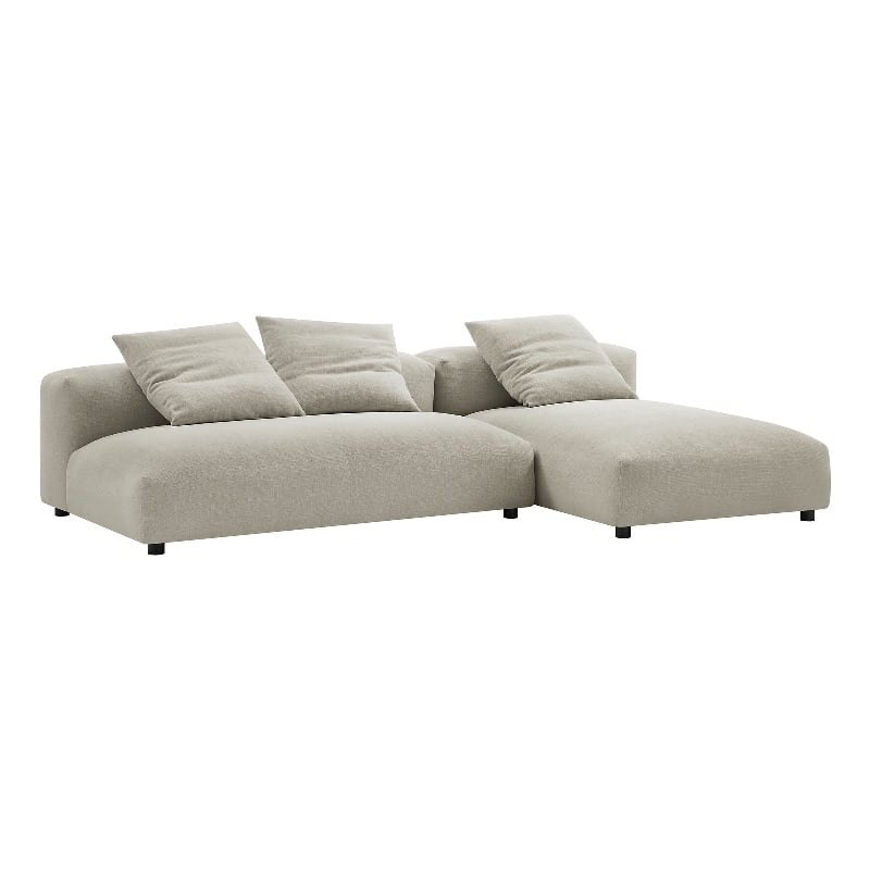 Maklaine 2-Piece Modular Upholstered Fabric Sectional Sofa With Chaise in Linen