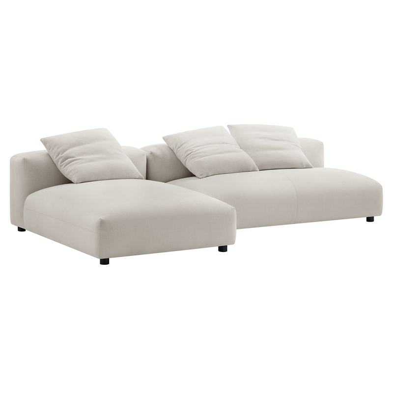 Maklaine 2-Piece Modular Upholstered Fabric Sectional Sofa With Chaise in Salt