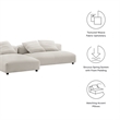 Maklaine 2-Piece Modular Upholstered Fabric Sectional Sofa With Chaise in Salt
