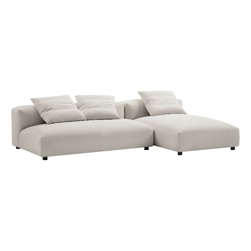 Maklaine 2-Piece Modular Upholstered Fabric Sectional Sofa With Chaise in Salt