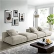 Maklaine 4-Piece Modular Upholstered Fabric Sectional Sofa in Linen