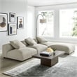 Maklaine 4-Piece Modular Upholstered Fabric Sectional Sofa in Linen