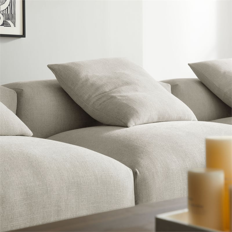 Maklaine 4-Piece Modular Upholstered Fabric Sectional Sofa in Linen