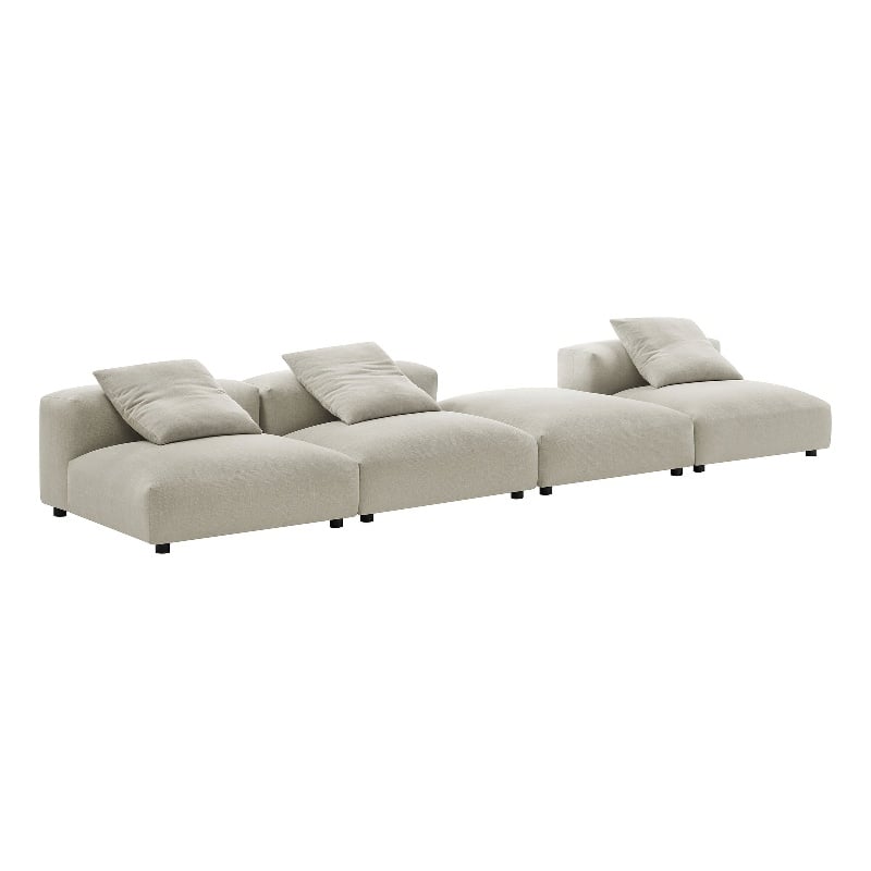 Maklaine 4-Piece Modular Upholstered Fabric Sectional Sofa in Linen