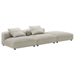 Maklaine 3-Piece Modular Upholstered Fabric Sectional Sofa in Linen