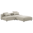 Maklaine 3-Piece Modular Upholstered Fabric Sectional Sofa in Linen