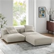 Maklaine 3-Piece Modular Upholstered Fabric Sectional Sofa in Linen