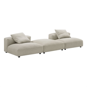 Maklaine 3-Piece Modular Upholstered Fabric Sectional Sofa in Linen