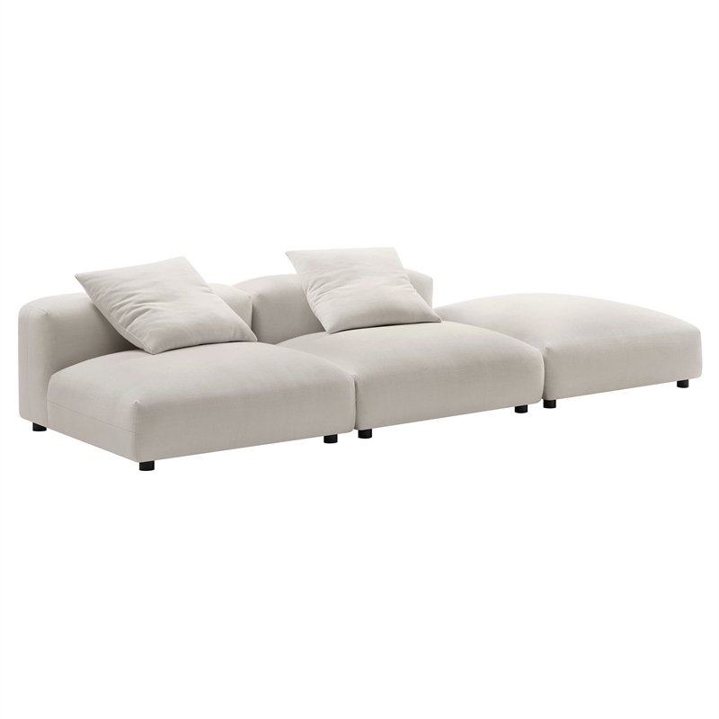 Maklaine 3-Piece Modular Upholstered Fabric Sectional Sofa in Salt