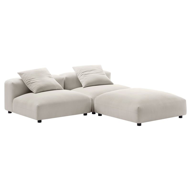 Maklaine 3-Piece Modular Upholstered Fabric Sectional Sofa in Salt