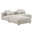 Maklaine 3-Piece Modular Upholstered Fabric Sectional Sofa in Salt
