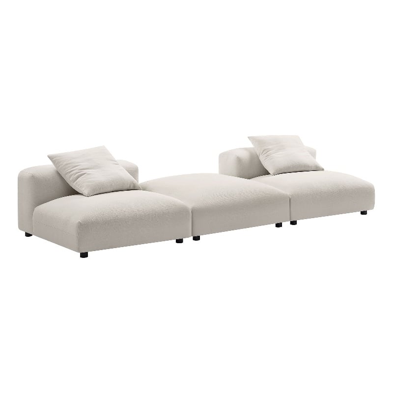 Maklaine 3-Piece Modular Upholstered Fabric Sectional Sofa in Salt