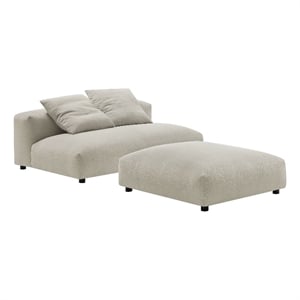 Maklaine Modular Upholstered Fabric Armless Loveseat and Ottoman Set in Linen