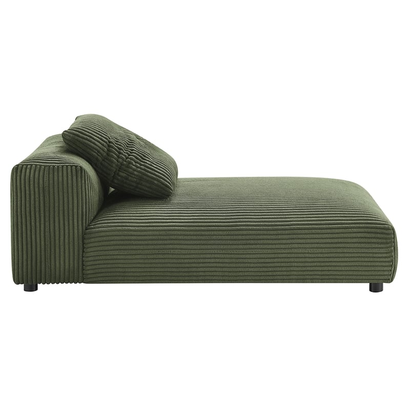 Maklaine 4-Pc Modular Corduroy Upholstered Sectional Sofa With Ottoman in Fern