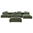 Maklaine 4-Pc Modular Corduroy Upholstered Sectional Sofa With Ottoman in Fern
