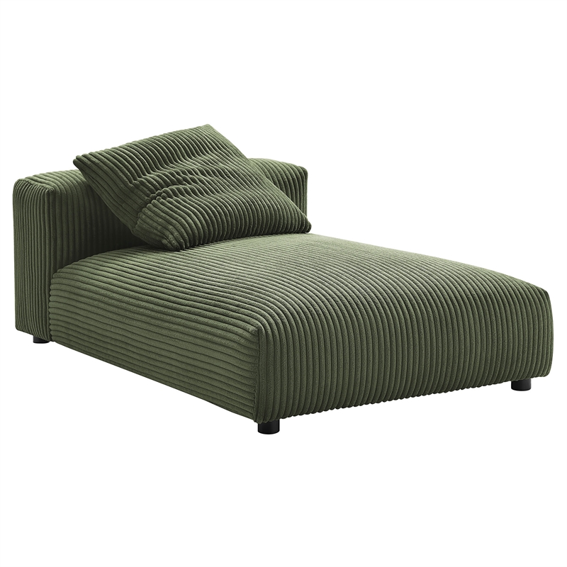 Maklaine 4-Pc Modular Corduroy Upholstered Sectional Sofa With Ottoman in Fern