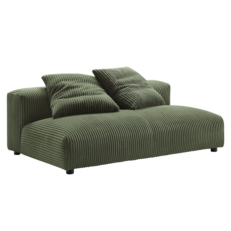 Maklaine 4-Pc Modular Corduroy Upholstered Sectional Sofa With Ottoman in Fern