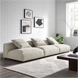 Maklaine Contemporary 3-Piece Modular Upholstered Fabric Sofa in Linen