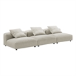 Maklaine Contemporary 3-Piece Modular Upholstered Fabric Sofa in Linen