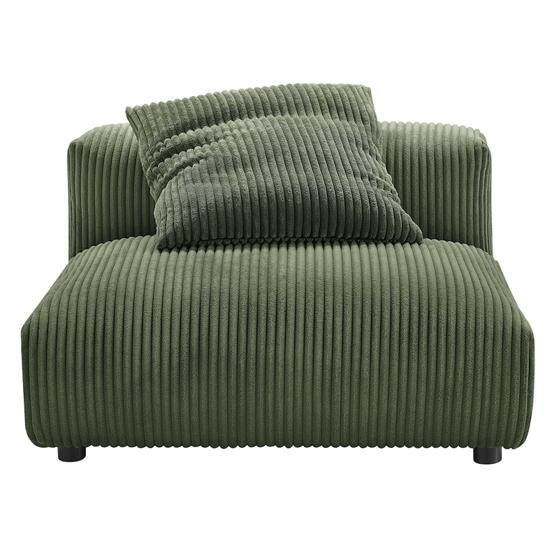 Maklaine Contemporary 2-Piece Modular Corduroy Upholstered Sofa in Fern
