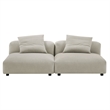 Maklaine Contemporary 2-Piece Modular Upholstered Fabric Sofa in Linen