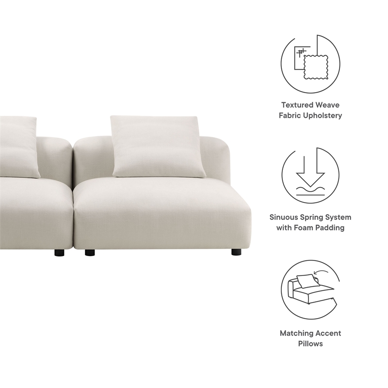 Maklaine Contemporary 2-Piece Modular Upholstered Fabric Sofa in Salt