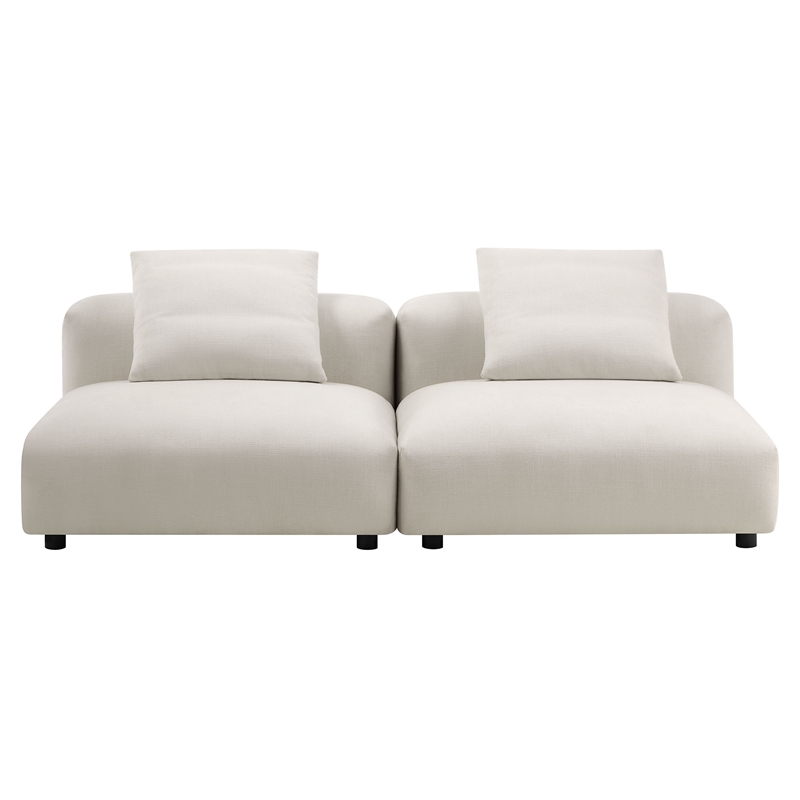 Maklaine Contemporary 2-Piece Modular Upholstered Fabric Sofa in Salt