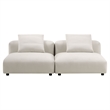 Maklaine Contemporary 2-Piece Modular Upholstered Fabric Sofa in Salt