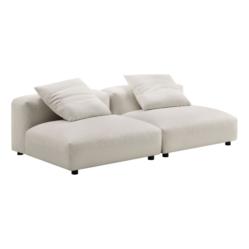 Maklaine Contemporary 2-Piece Modular Upholstered Fabric Sofa in Salt