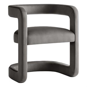 Maklaine Contemporary Performance Velvet Dining Chair in Storm Gray