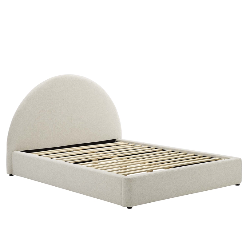 Maklaine Arched Round Queen Platform Bed in Heathered Weave Ivory