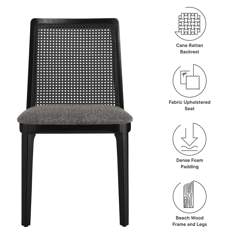 Maklaine Contemporary Dense Foam Padding Dining Side Chair in Black Black Gray