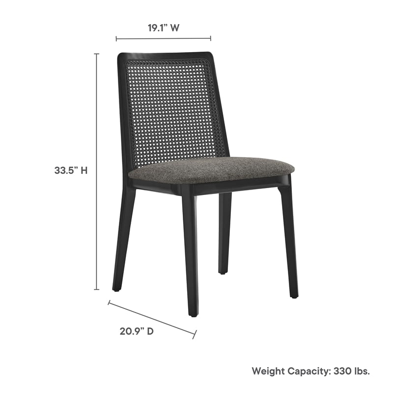Maklaine Contemporary Dense Foam Padding Dining Side Chair in Black Black Gray