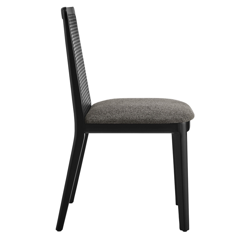 Maklaine Contemporary Dense Foam Padding Dining Side Chair in Black Black Gray
