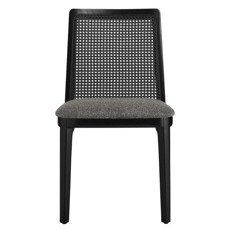 Maklaine Contemporary Dense Foam Padding Dining Side Chair in Black Black Gray