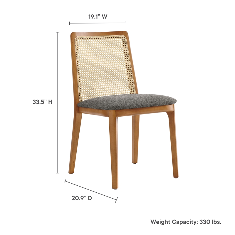 Maklaine Contemporary Dining Side Chair in Honey Natural Gray