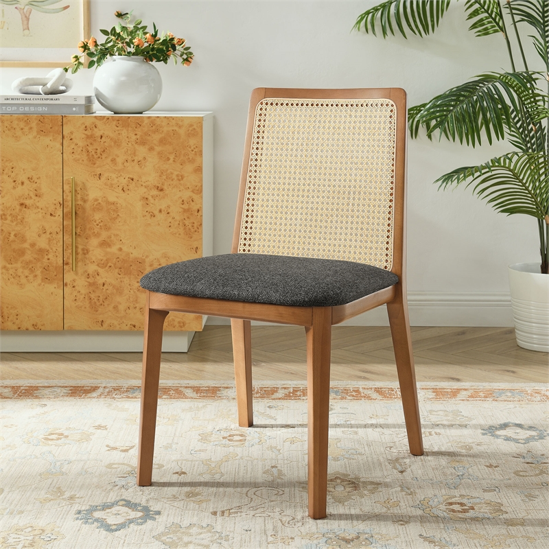 Maklaine Contemporary Dining Side Chair in Honey Natural Gray