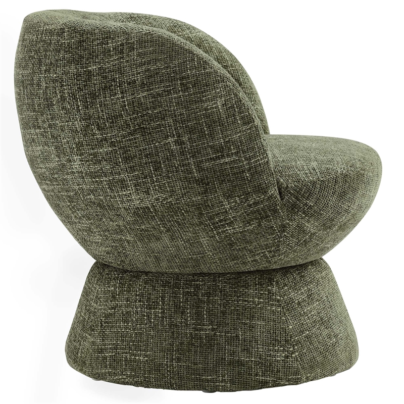 Maklaine Contemporary Chenille Fabric Upholstered Swivel Chair in Basil