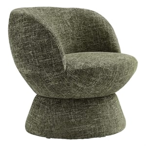 Maklaine Contemporary Chenille Fabric Upholstered Swivel Chair in Basil